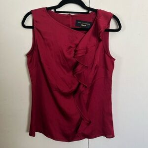 Paul Costelloe deep red sleeveless blouse size large (10)